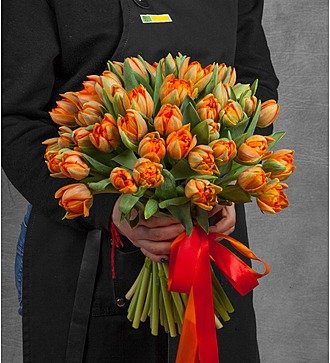 Букет из пионовидных тюльпанов Orange Princess (25, 51 или 101)
