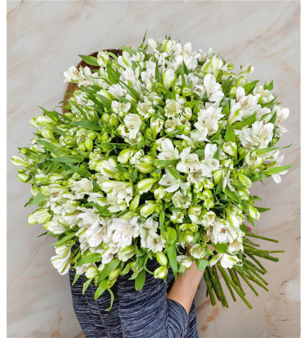 Bouquet-solo White Alstroemeria (25,51 or 101) – photo #5