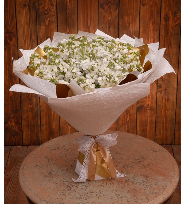 Bouquet-solo of white matthiola (9,15,25,35,51 or 75) – photo #1