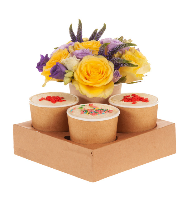 Gift set of desserts with flowers Favorite flavors – photo #3