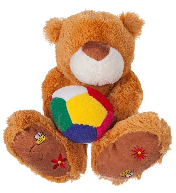 Soft toy Teddy bear Bigfoot with a ball (25 cm) – photo #1