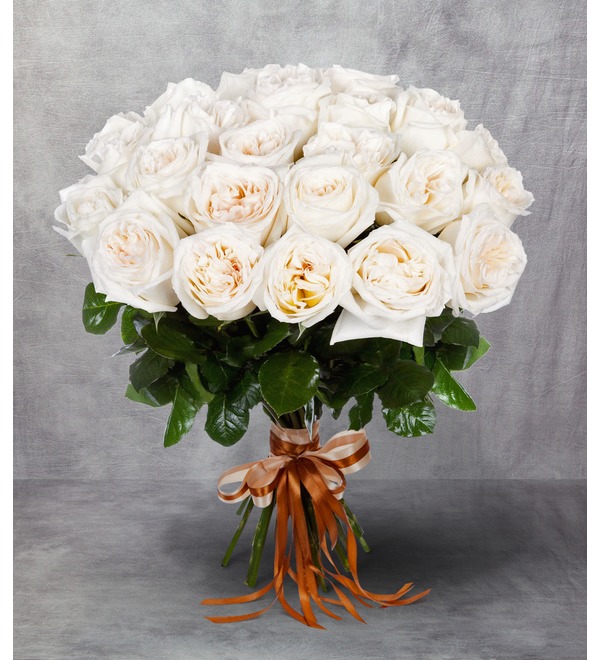Букет пионовидных роз White OHara (9,15,25,35,51 или 75) – фото № 1