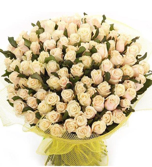 Букет из 101 кремовой розы Королевский подарок BG BR103 OBZ – фото № 1