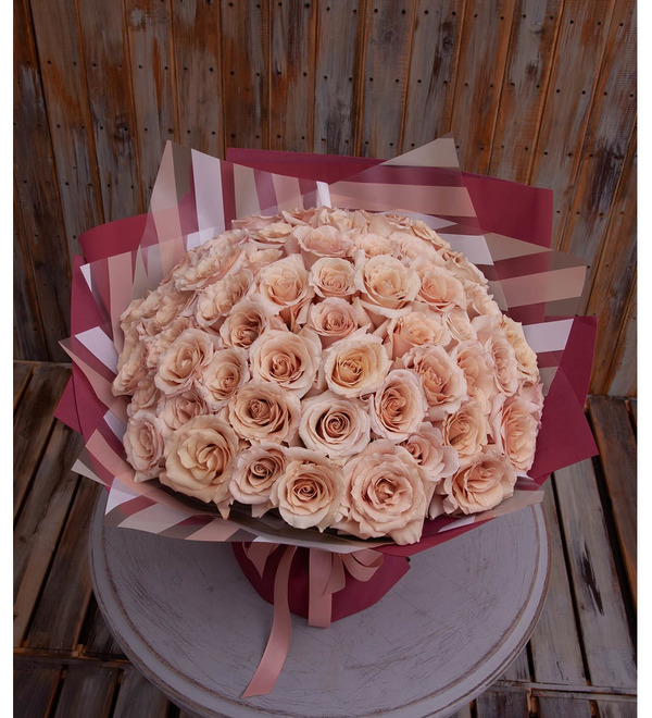 Букет-соло пионовидных роз Quicksand (9,15,25,35,51 или 75) – фото № 3