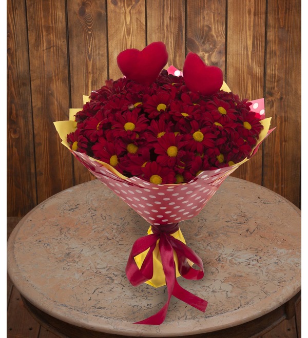 Bouquet-solo red chrysanthemums (15,25,35,51,75 or 101) – photo #1