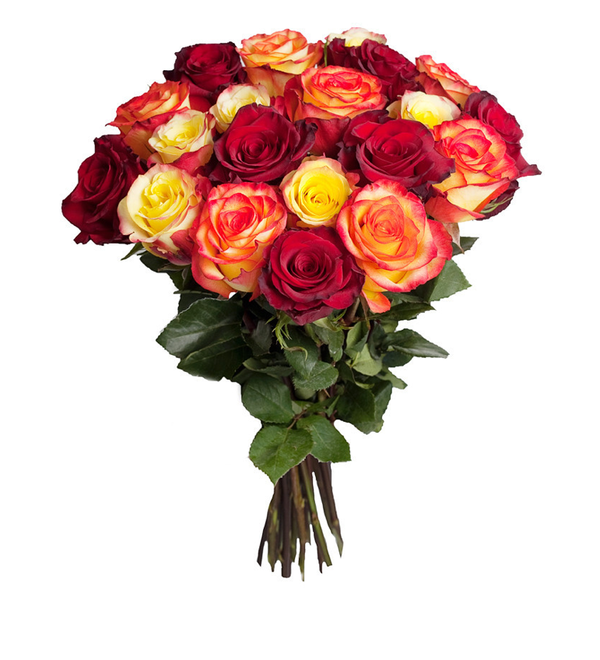 Букет Freude из красных роз и желтых двухцветных роз, 40 см 11/15/21 роз FR5 NOV – фото № 1