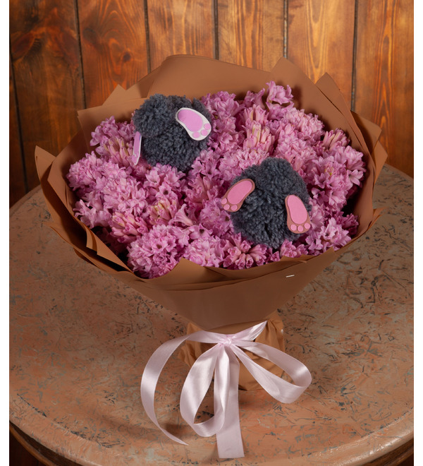 Bouquet-solo pink hyacinths (15,25,35,51,75 or 101) – photo #1