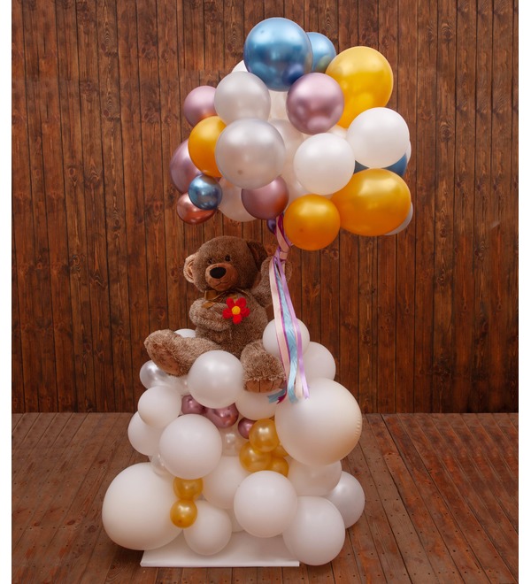 Мишка на облаке с воздушными шариками (Высота 180 см) – фото № 1