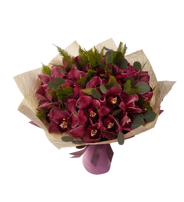 Bouquet-solo of red orchids (15,25,35,51,75 or 101) – photo #5