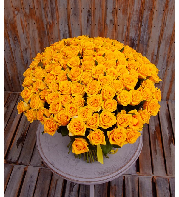 Букет-соло жёлтых роз (15,25,35,51,75 или 101) – фото № 1