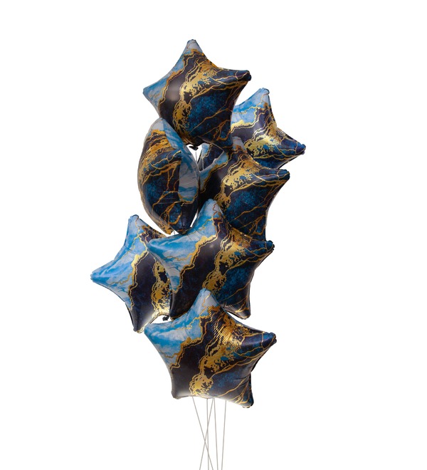 Букет шаров Синий мрамор (7 или 15 шаров) – фото № 1