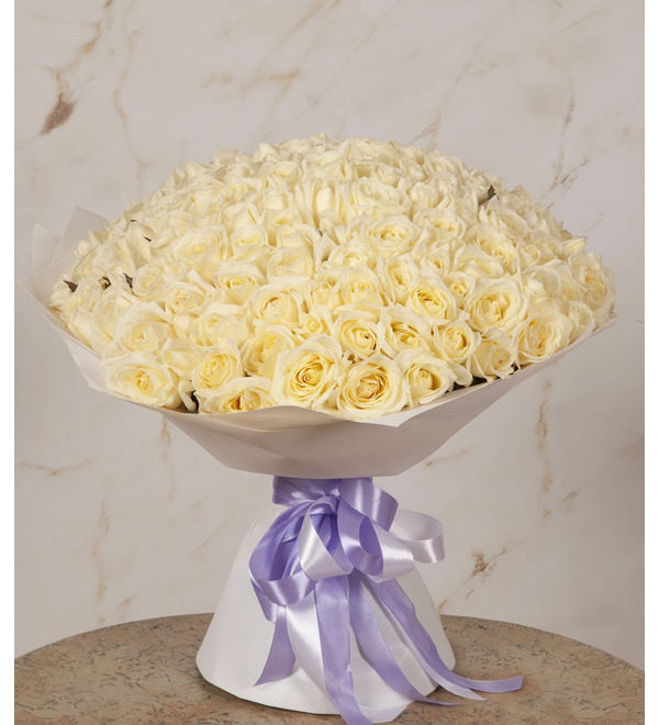Букет-соло белых роз (51,75,101,151 или 201) – фото № 1