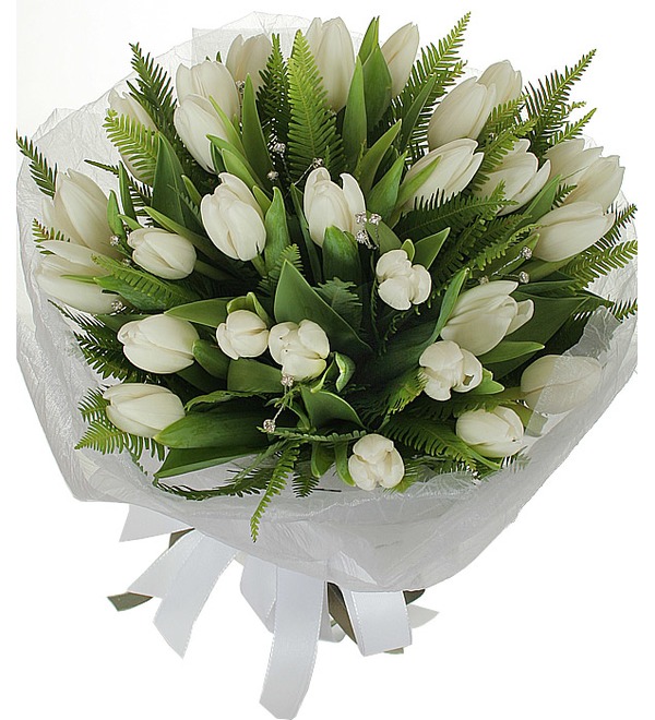 Букет из белых тюльпанов Снежное лето UA Wn2060 NIK – фото № 1