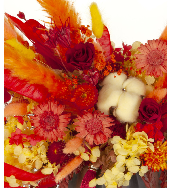 Композиция из стабилизированных цветов и сухоцветов Осенний урожай – фото № 2