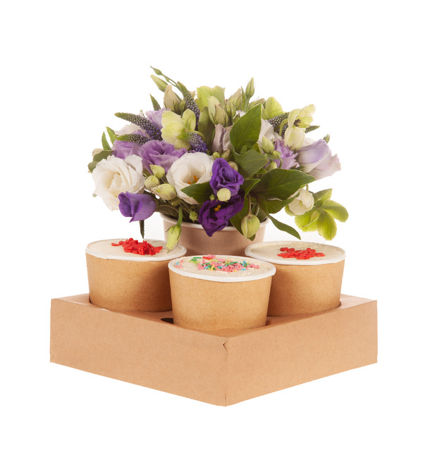 Gift set of desserts with flowers Nice compliment – photo #4