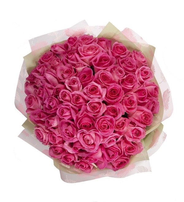 Букет-соло Розовые розы (15,25,35,51,75,101 или 151) – фото № 3