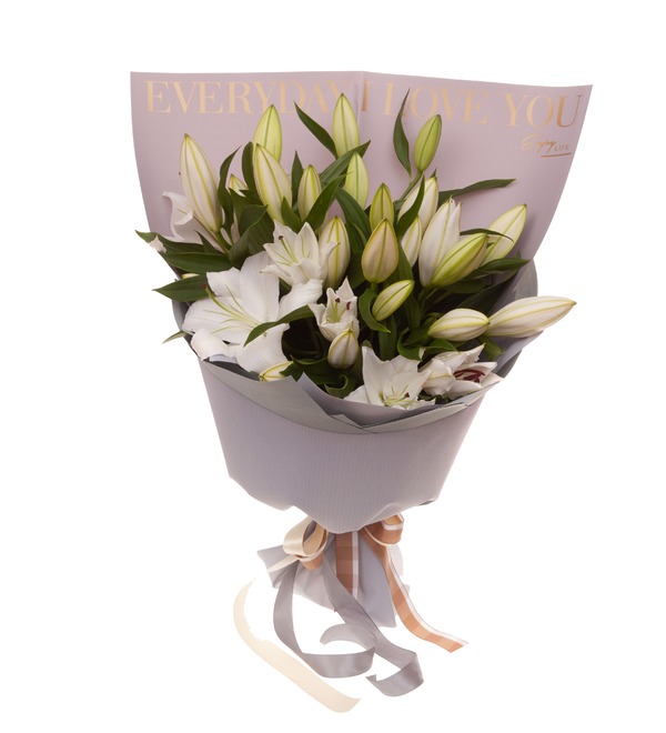 Bouquet-solo of white lilies (5,7,9,15,25 or 35) – photo #5