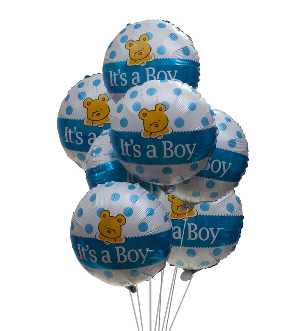 Букет шаров С рождением мальчика! (7 или 15 шаров) – фото № 1