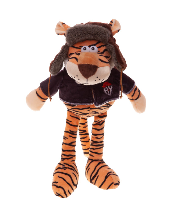 Soft toy Tiger in earflaps (40 cm) – photo #1