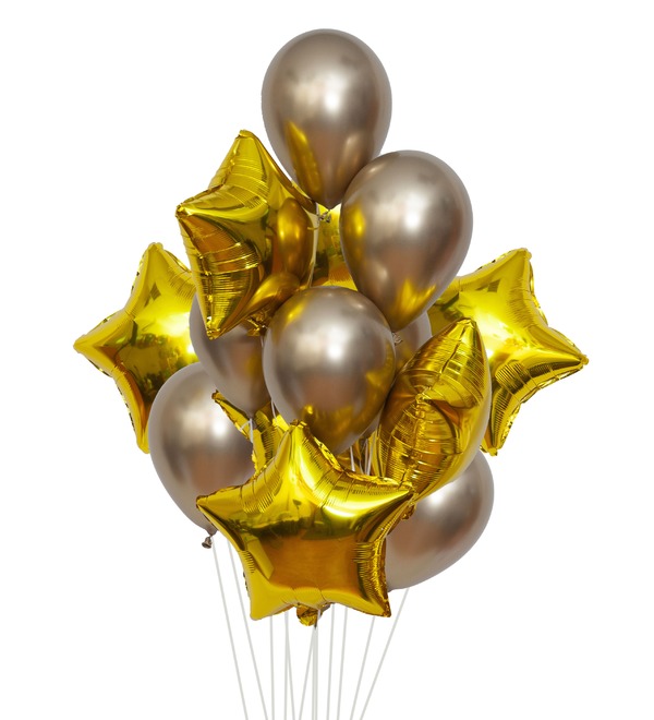 Bouquet of balloons Gold (11 or 21 balloons) – photo #1