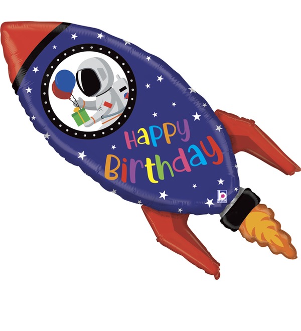 Воздушный шар Космическая ракета. С Днём Рождения! (102 см) – фото № 1