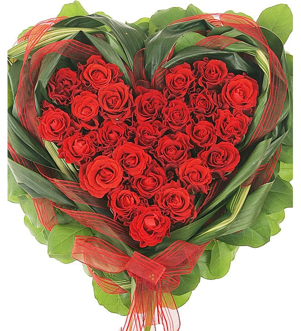 Композиция Сердце в подарок (25 или 51 роза) – фото № 1