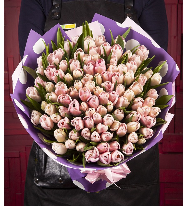 Букет-соло Розовые тюльпаны (25,51,75 или 101) – фото № 1