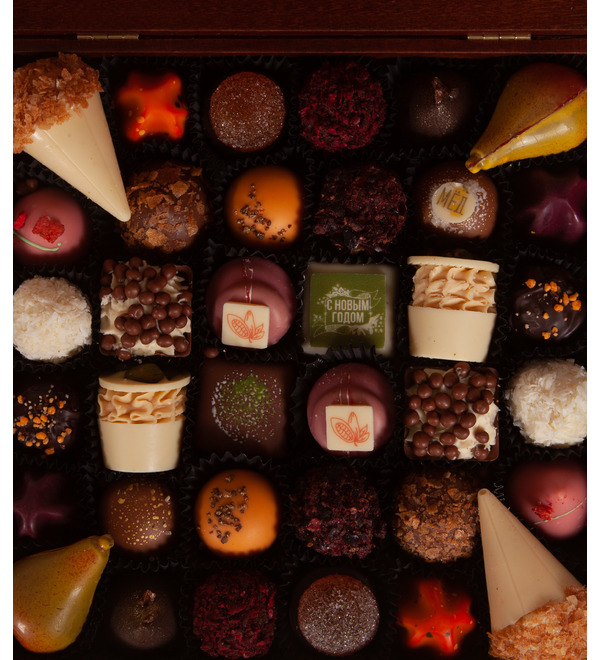 Конфеты ручной работы из бельгийского шоколада Новогодняя шкатулка – фото № 2