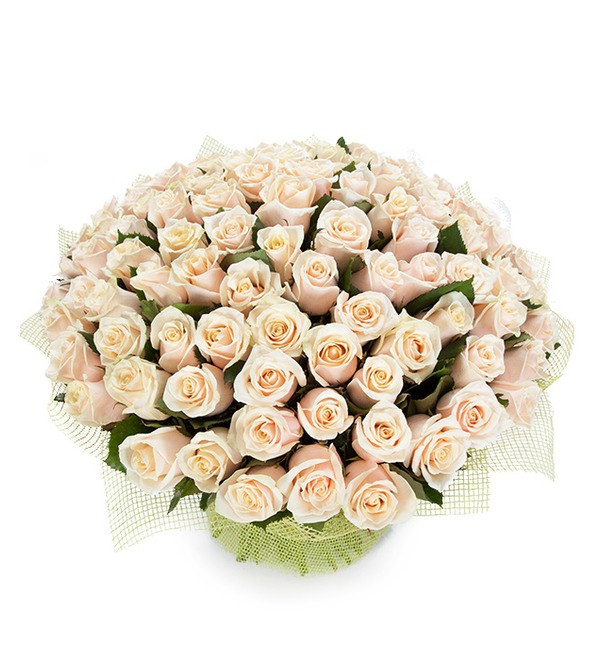 Букет из 101 кремовой розы Королевский подарок BR103 VOL – фото № 1