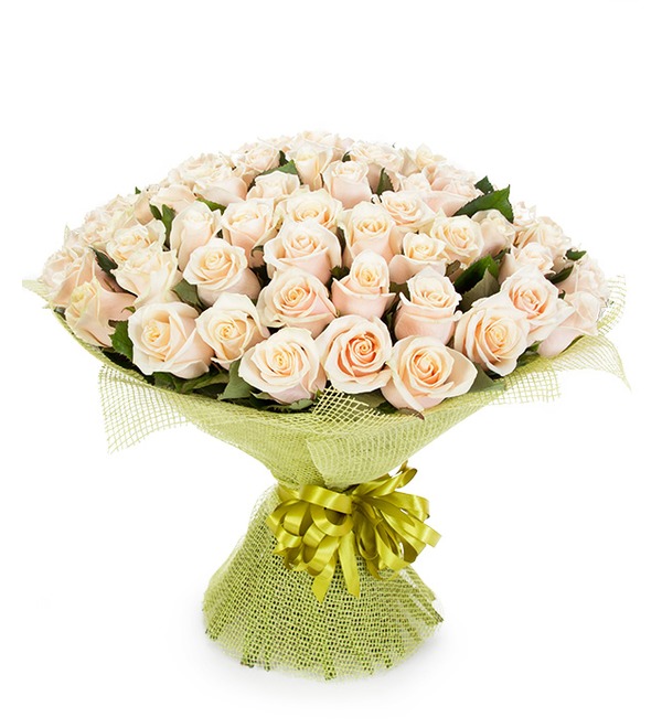Букет из 101 кремовой розы Королевский подарок BR103 VIL – фото № 4