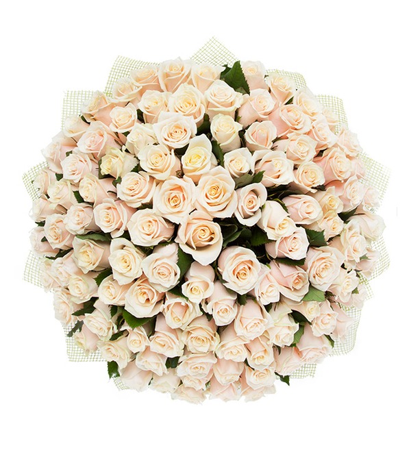 Букет из 101 кремовой розы Королевский подарок – фото № 3