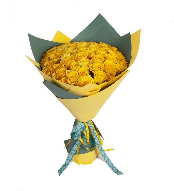 Букет-соло Жёлтые розы (25,51,75 или 101) – фото № 5