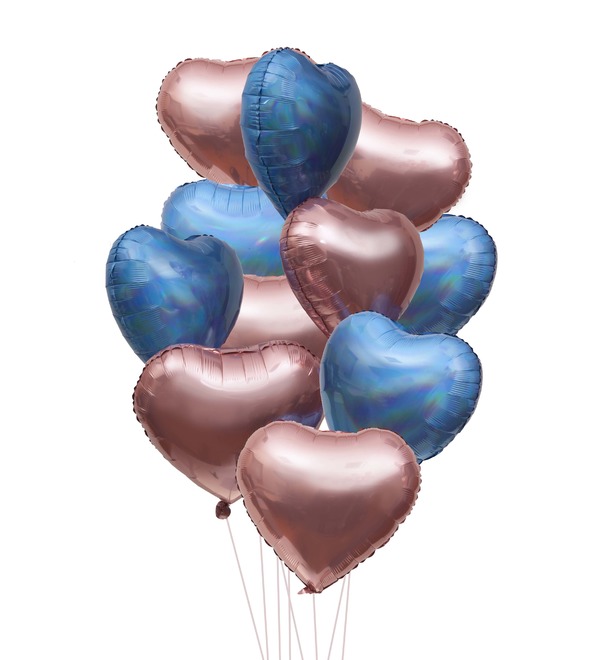Букет шаров Любовь двух сердец (11 или 21 шар) – фото № 1
