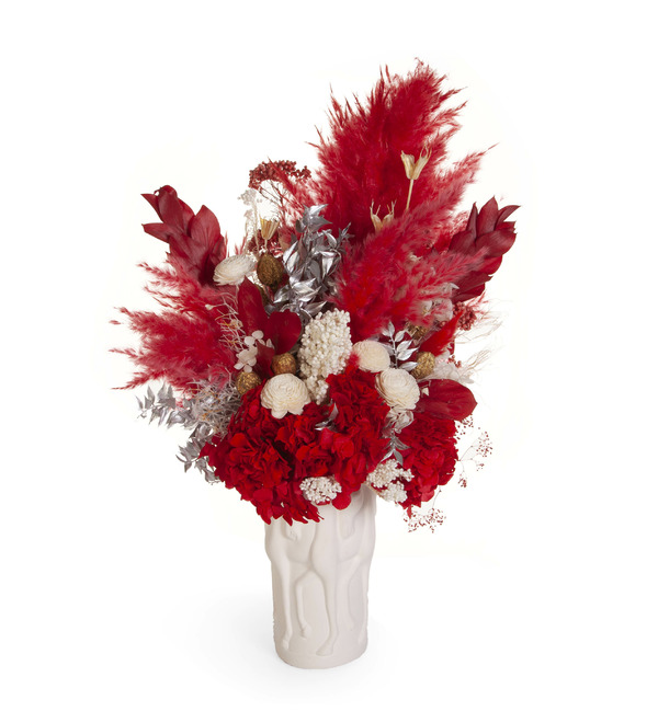 Композиция из стабилизированных цветов и сухоцветов Изящные кони – фото № 5