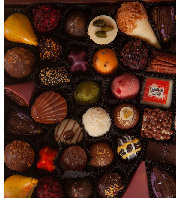 Конфеты ручной работы из бельгийского шоколада Новогодняя шкатулка BIG – фото № 3