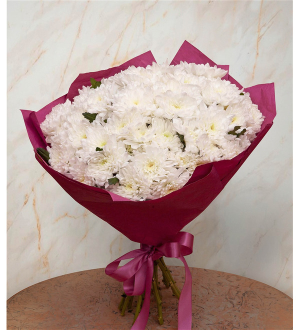 Bouquet-solo of white chrysanthemums (15,25,35,51,75 or 101) – photo #1