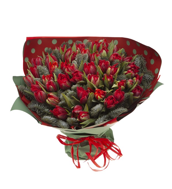 Букет-соло пионовидных тюльпанов Robinho (15,25,35,51,75,101 или 151) – фото № 5