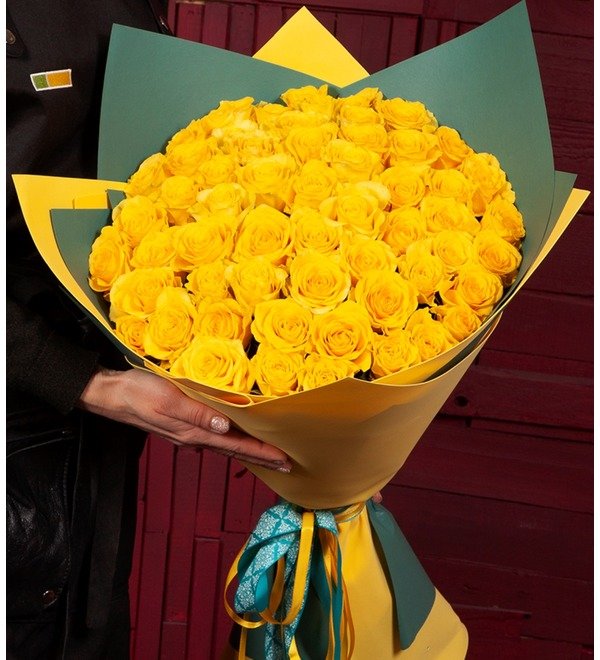 Букет-соло Жёлтые розы (25,51,75 или 101) – фото № 1