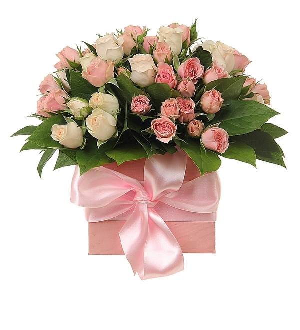 Цветочная композиция с розами в декоративной коробке AR1007 CLU – фото № 1