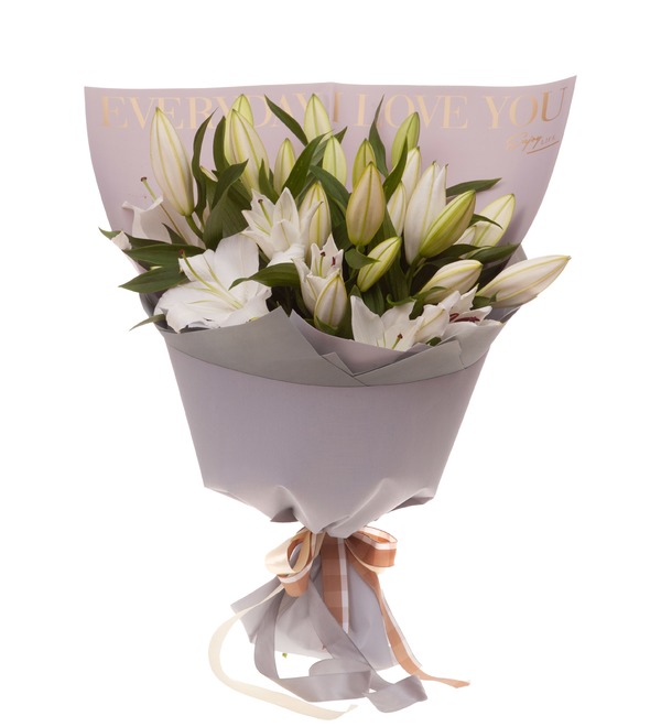 Bouquet-solo of white lilies (5,7,9,15,25 or 35) – photo #4