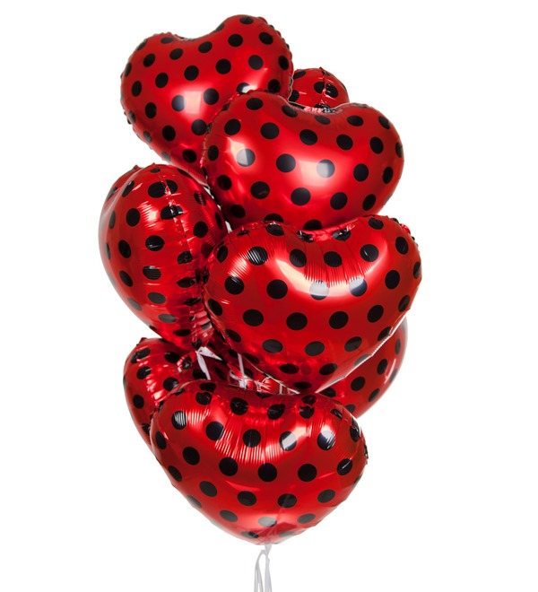 Bouquet of balloons Red hearts (9 or 18 balloons) – photo #1