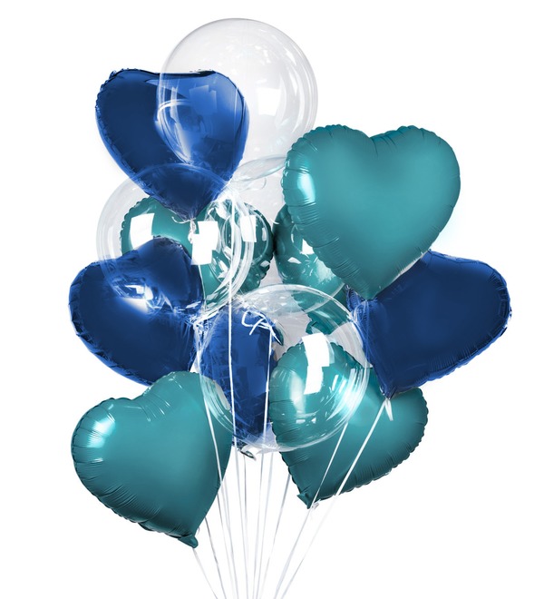 Bouquet of balloons Sea Breeze (11 or 21 balloons) – photo #1