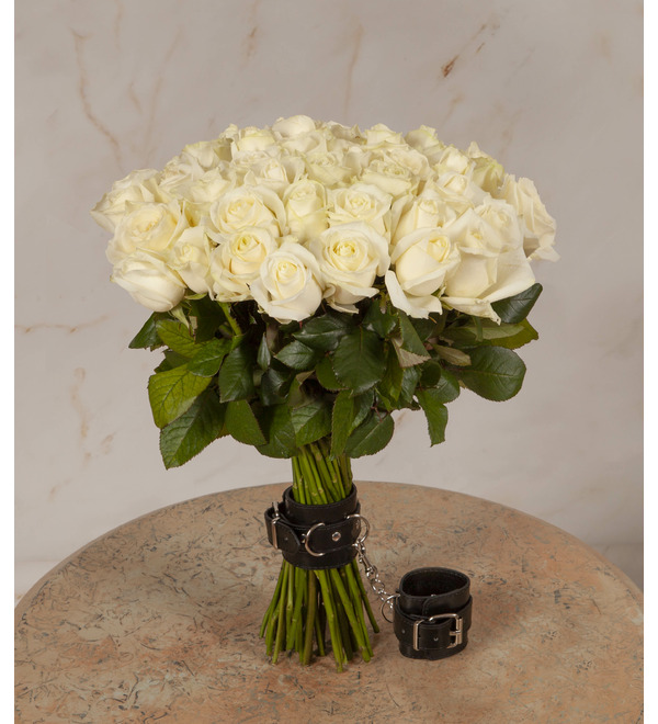 Bouquet-solo of white roses Chain of tenderness (51,75 or 101) – photo #1