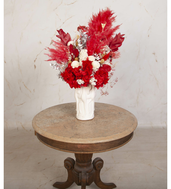 Композиция из стабилизированных цветов и сухоцветов Изящные кони – фото № 4