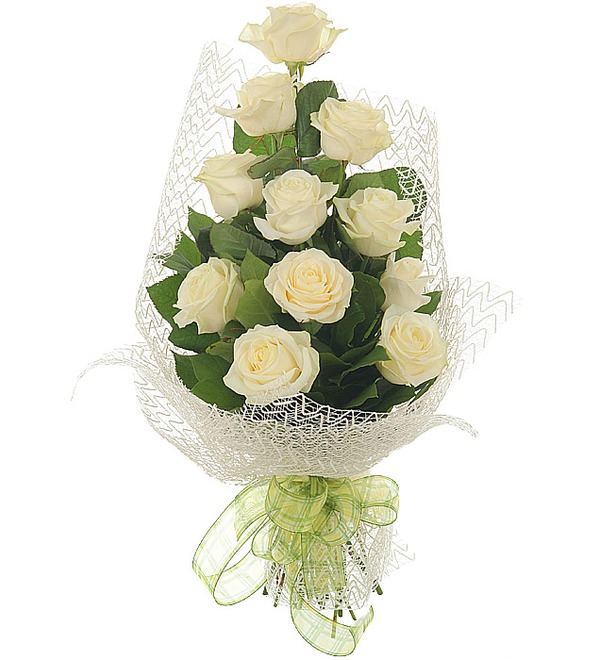 11 White Roses Bouquet My Compliments FR R11.White STR – photo #1