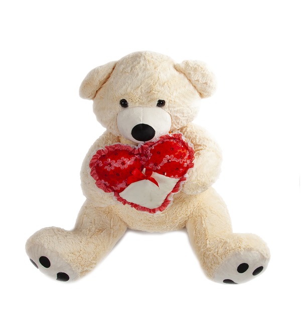 Soft toy Bear in a scarf with a heart (90 cm) – photo #4