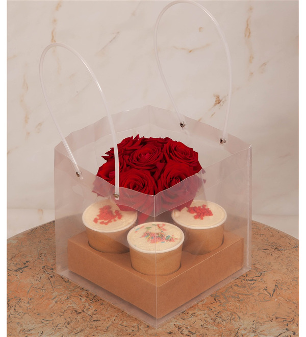 Gift set of desserts with flowers Beloved – photo #1