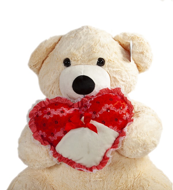 Soft toy Bear in a scarf with a heart (90 cm) – photo #2