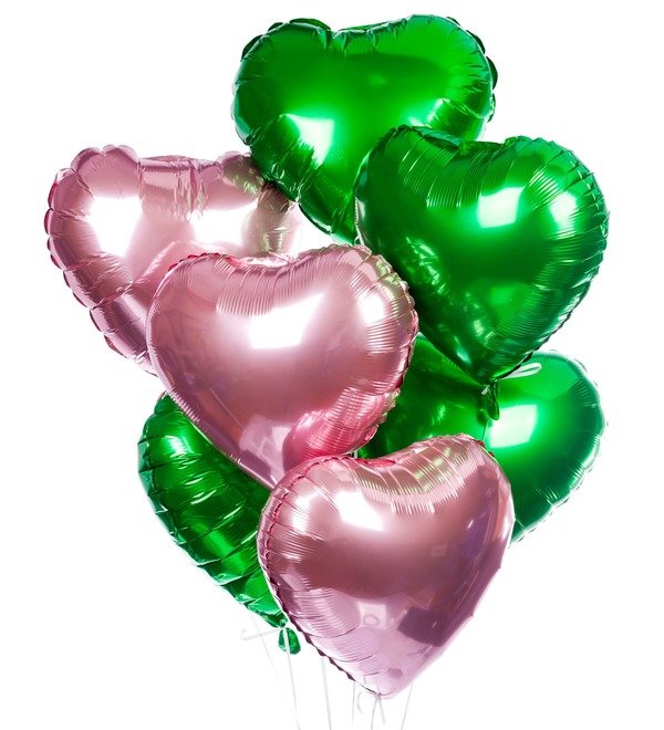 Букет шаров Летние сердца (7 или 15 шаров) – фото № 1