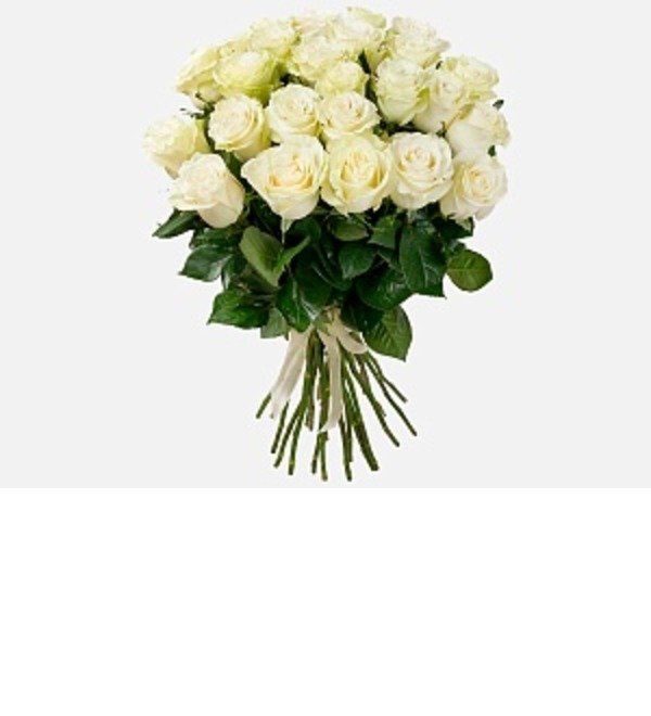 Букет из 25 белых роз высотой 80 см. KZRB25 PET – фото № 1